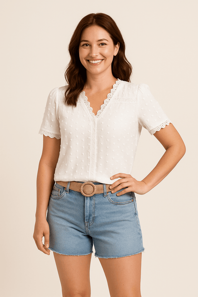 Ashford | Delicate Lace Blouse with V - Neck - Ashford London Clothing