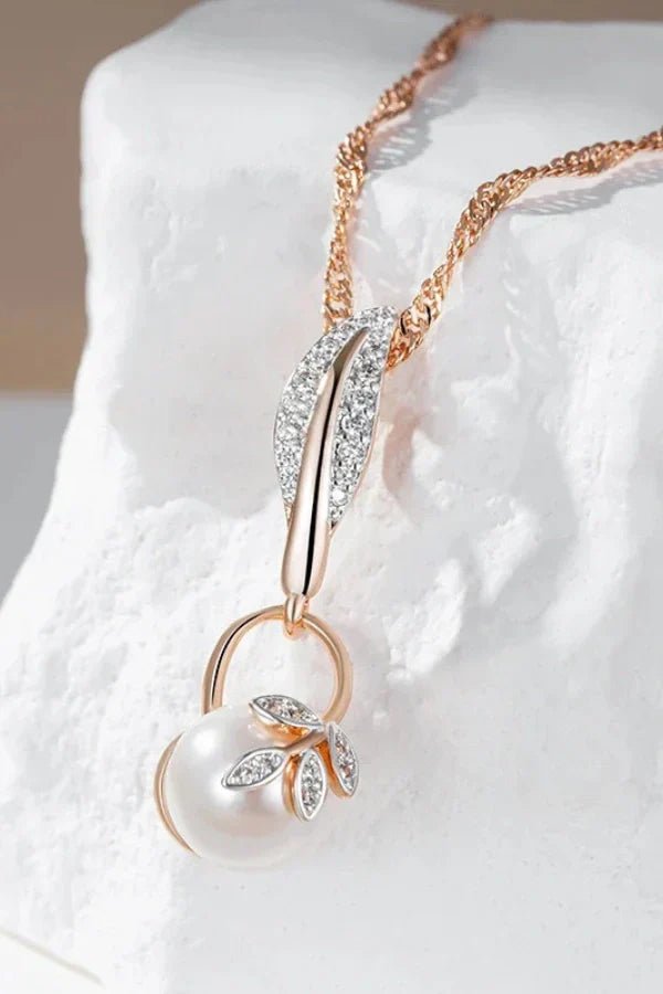 Ashford | Demi – Floral Pendant Necklace with Crystals & Pearl Center - Ashford London Clothing