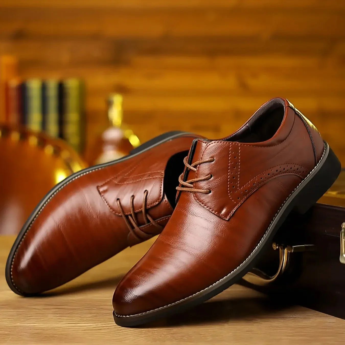 Ashford | Dylan Men’s Leather Oxford Shoes – Classic Lace - Up – Formal Brogue Detailing - Ashford London Clothing