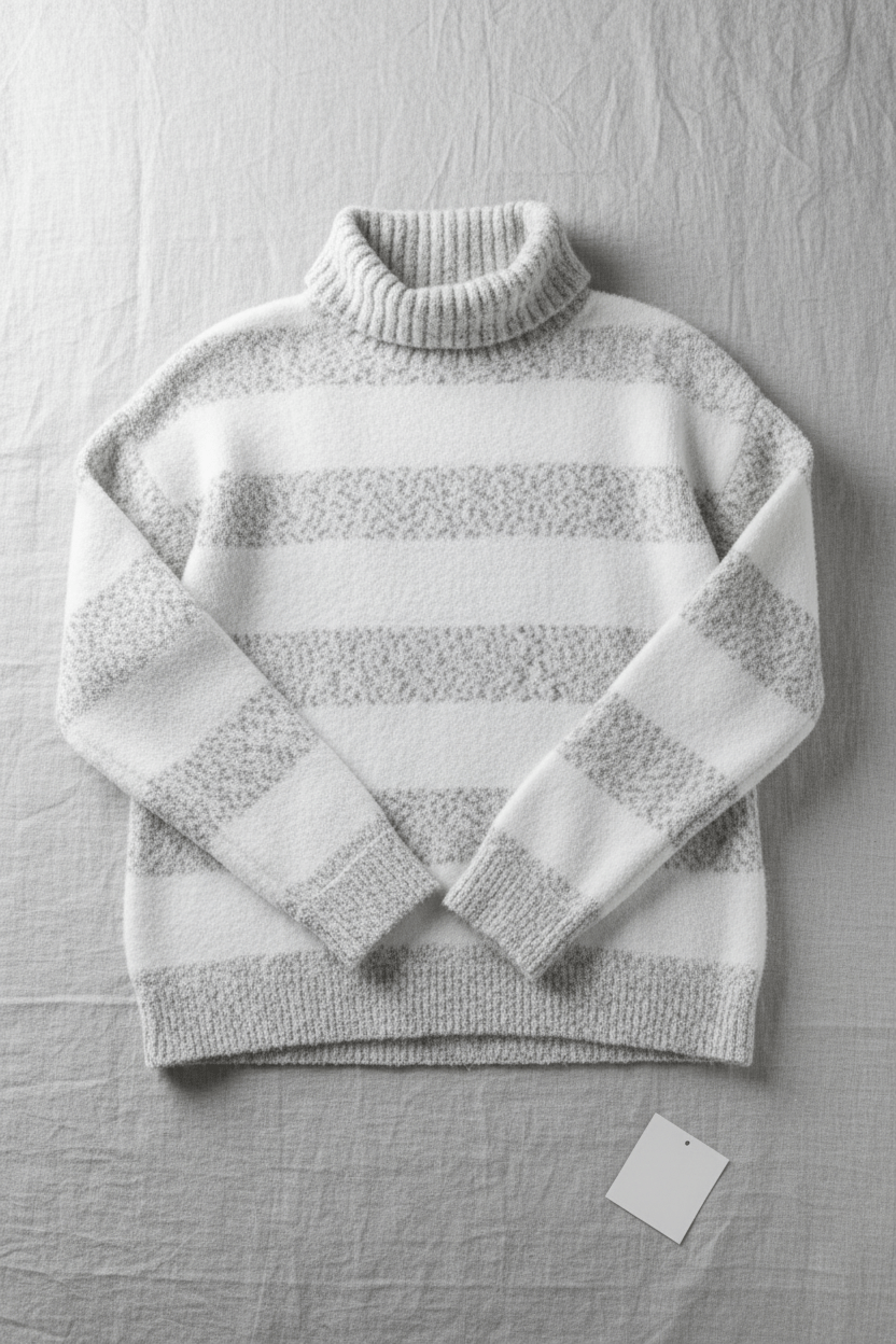 Ashford | Eira – Women’s Plush Knit Pullover with Ribbed Turtleneck and Striped Texture - Ashford London Clothing
