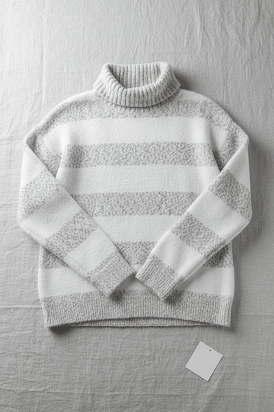 Ashford | Eira – Women’s Plush Knit Pullover with Ribbed Turtleneck and Striped Texture - Ashford London Clothing