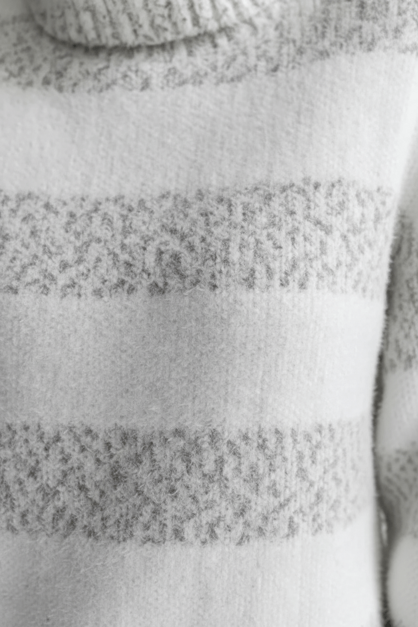 Ashford | Eira – Women’s Plush Knit Pullover with Ribbed Turtleneck and Striped Texture - Ashford London Clothing