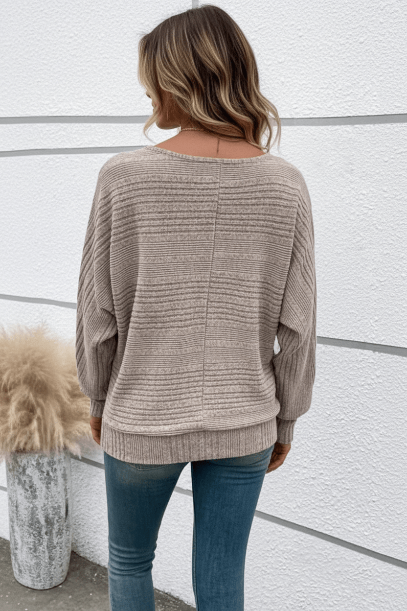 Ashford | Eira – Women’s Textured Rib Knit Sweatshirt with Dolman Sleeves - Ashford London Clothing