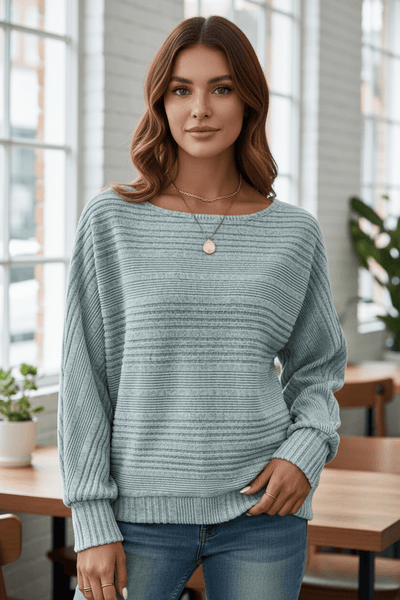 Ashford | Eira – Women’s Textured Rib Knit Sweatshirt with Dolman Sleeves - Ashford London Clothing