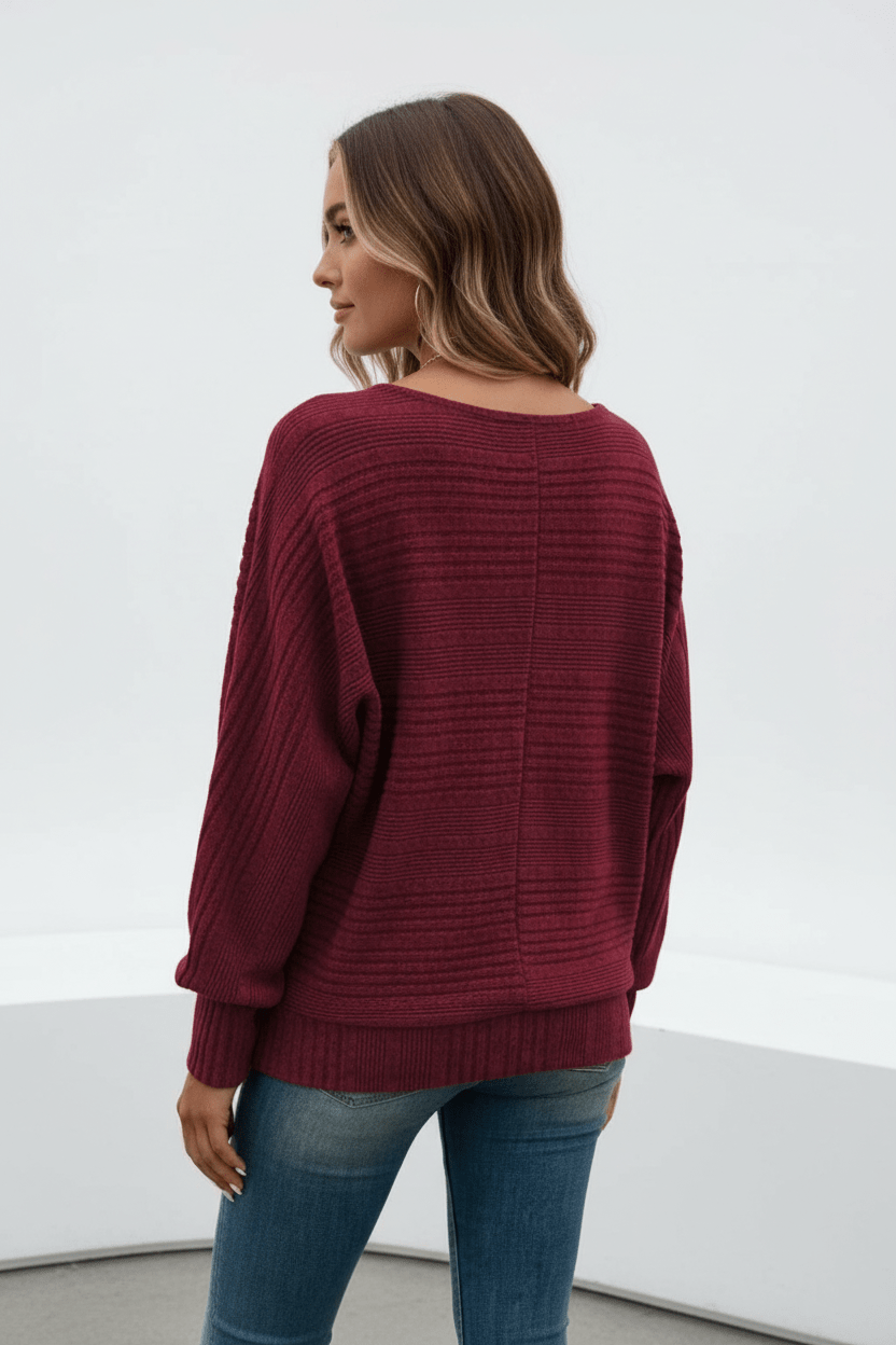 Ashford | Eira – Women’s Textured Rib Knit Sweatshirt with Dolman Sleeves - Ashford London Clothing