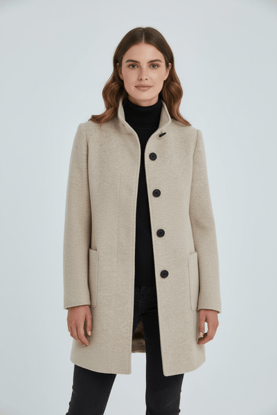 Ashford | Elara – Women’s Wool Blend Coat with Stand Collar and Pockets - Ashford London Clothing