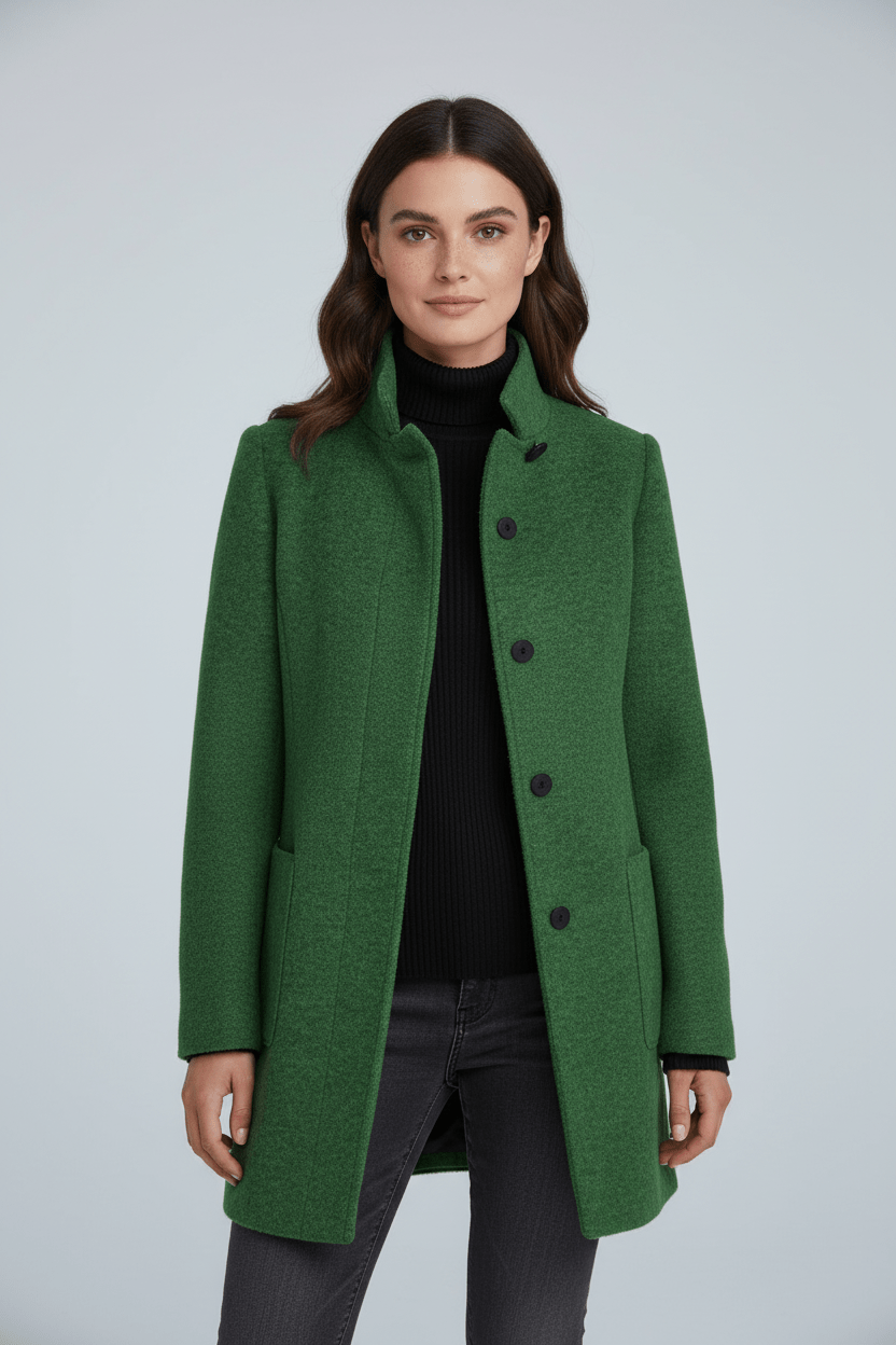 Ashford | Elara – Women’s Wool Blend Coat with Stand Collar and Pockets - Ashford London Clothing