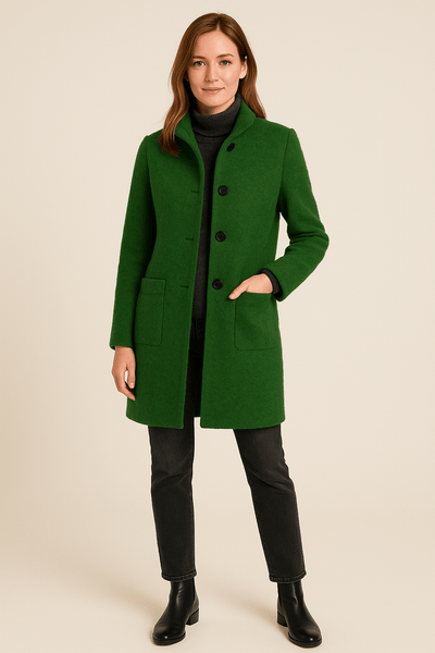 Ashford | Elara – Women’s Wool Blend Coat with Stand Collar and Pockets - Ashford London Clothing