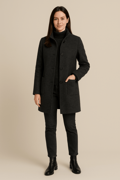 Ashford | Elara – Women’s Wool Blend Coat with Stand Collar and Pockets - Ashford London Clothing