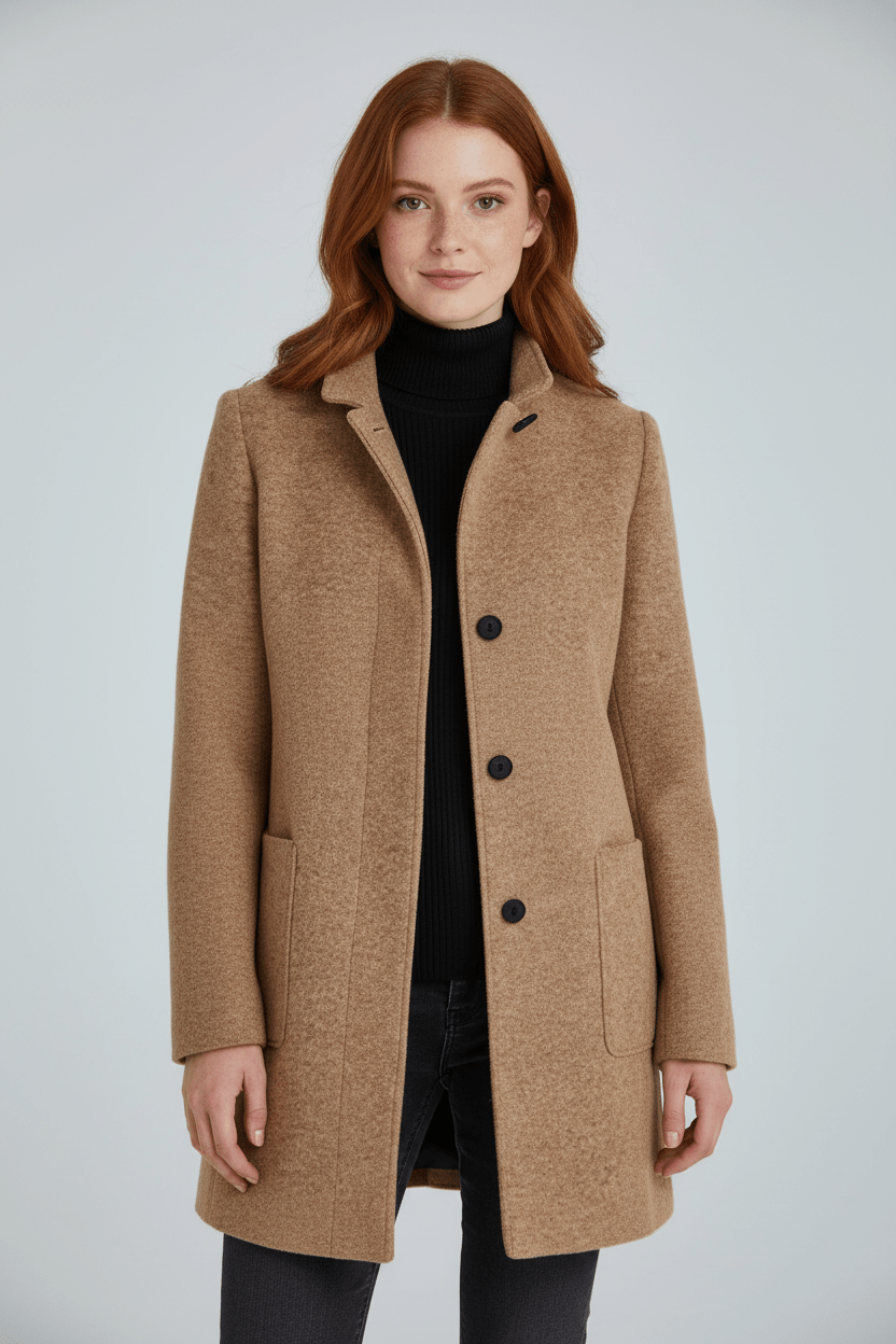 Ashford | Elara – Women’s Wool Blend Coat with Stand Collar and Pockets - Ashford London Clothing