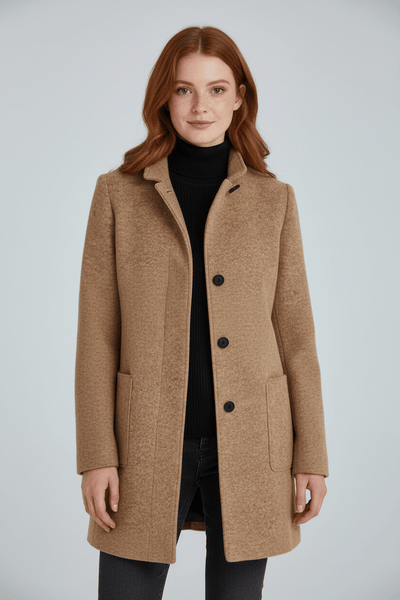 Ashford | Elara – Women’s Wool Blend Coat with Stand Collar and Pockets - Ashford London Clothing