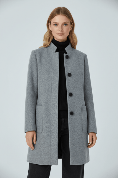 Ashford | Elara – Women’s Wool Blend Coat with Stand Collar and Pockets - Ashford London Clothing