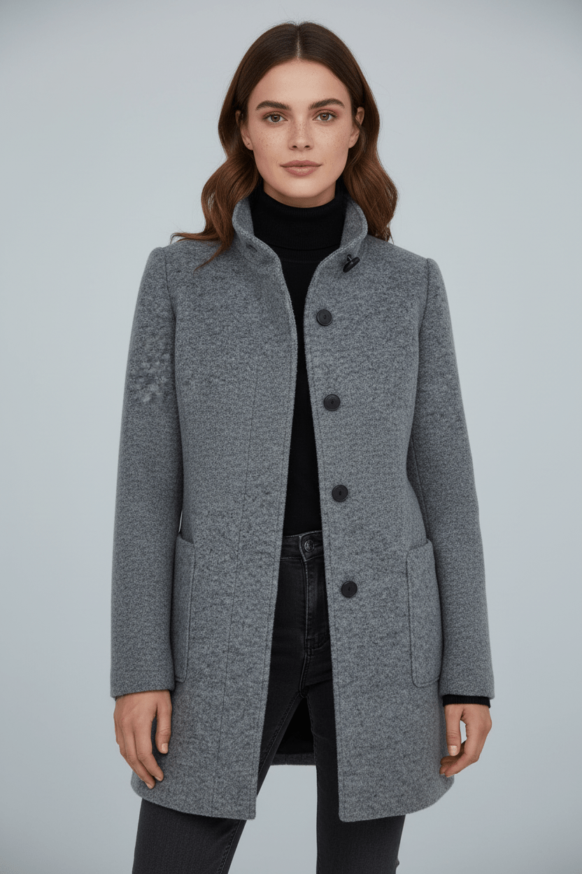 Ashford | Elara – Women’s Wool Blend Coat with Stand Collar and Pockets - Ashford London Clothing