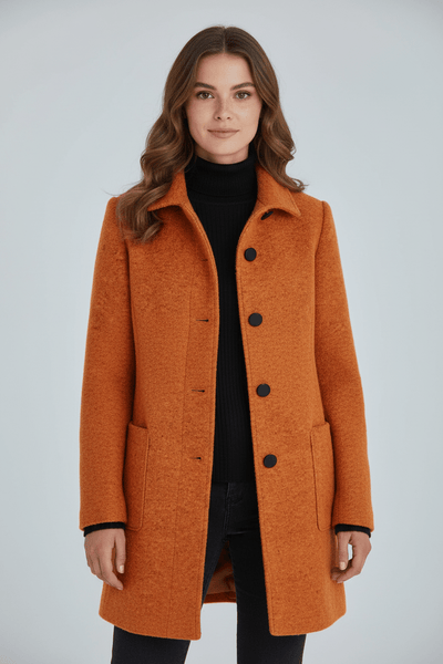 Ashford | Elara – Women’s Wool Blend Coat with Stand Collar and Pockets - Ashford London Clothing