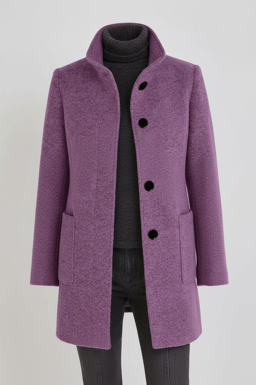 Ashford | Elara – Women’s Wool Blend Coat with Stand Collar and Pockets - Ashford London Clothing