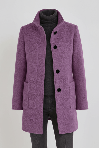 Ashford | Elara – Women’s Wool Blend Coat with Stand Collar and Pockets - Ashford London Clothing