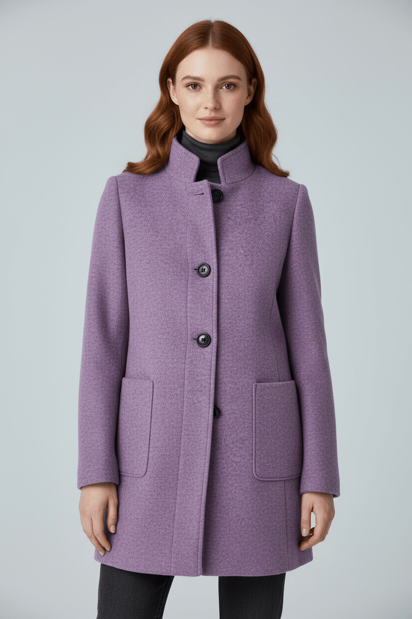 Ashford | Elara – Women’s Wool Blend Coat with Stand Collar and Pockets - Ashford London Clothing