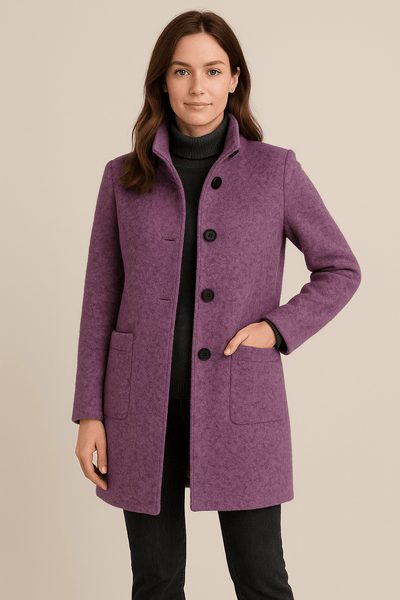 Ashford | Elara – Women’s Wool Blend Coat with Stand Collar and Pockets - Ashford London Clothing