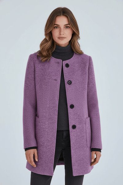 Ashford | Elara – Women’s Wool Blend Coat with Stand Collar and Pockets - Ashford London Clothing
