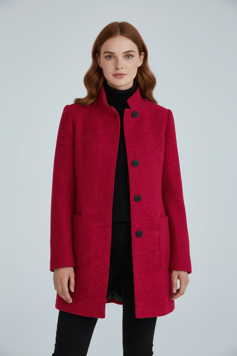 Ashford | Elara – Women’s Wool Blend Coat with Stand Collar and Pockets - Ashford London Clothing