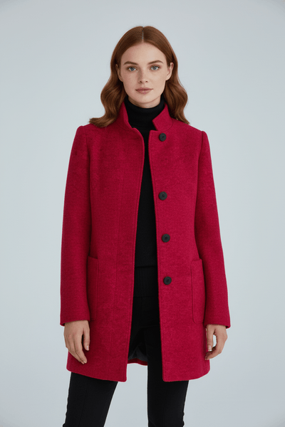 Ashford | Elara – Women’s Wool Blend Coat with Stand Collar and Pockets - Ashford London Clothing