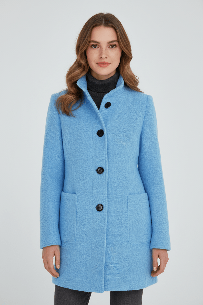 Ashford | Elara – Women’s Wool Blend Coat with Stand Collar and Pockets - Ashford London Clothing