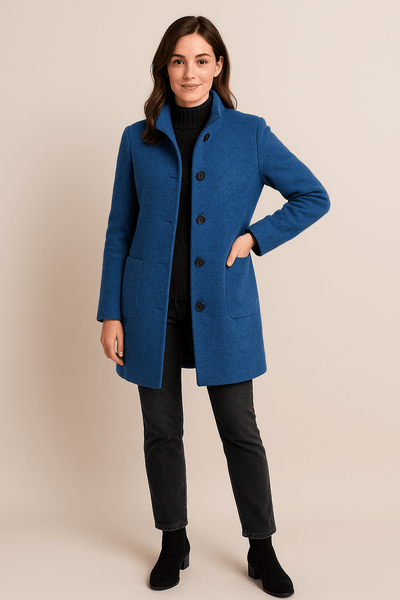 Ashford | Elara – Women’s Wool Blend Coat with Stand Collar and Pockets - Ashford London Clothing