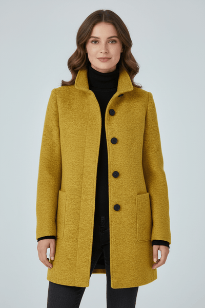 Ashford | Elara – Women’s Wool Blend Coat with Stand Collar and Pockets - Ashford London Clothing