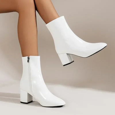 Ashford | Eliane – Women’s PU Leather Ankle Boots with Pointed Toe & Block Heel - Ashford London Clothing