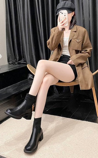 Ashford | Elida – Women’s Stretch Sock Boots with Sleek Heel & Knit Upper - Ashford London Clothing