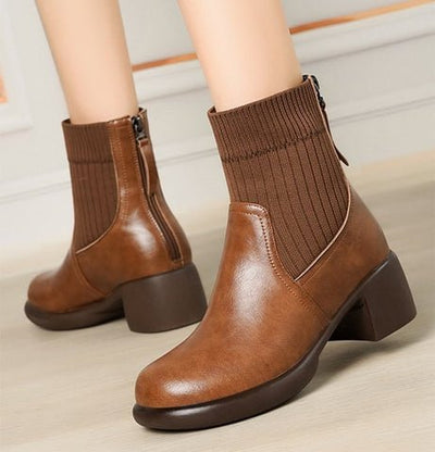 Ashford | Elida – Women’s Stretch Sock Boots with Sleek Heel & Knit Upper - Ashford London Clothing