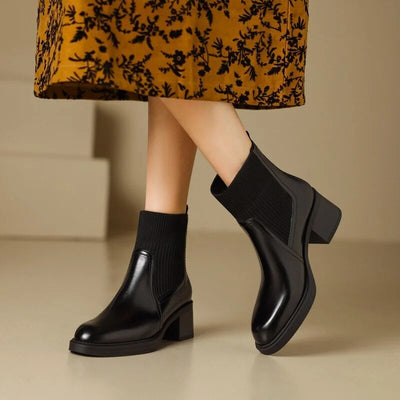Ashford | Elida – Women’s Stretch Sock Boots with Sleek Heel & Knit Upper - Ashford London Clothing