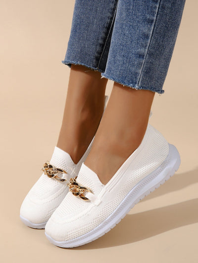 Ashford | Elin – Women’s Slip - On Knit Loafers with Gold Chain Accent - Ashford London Clothing