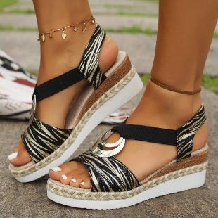 Ashford | Elina Women’s Wedge Sandals – Slingback Strap – Jute Sole – Open Toe - Ashford London Clothing