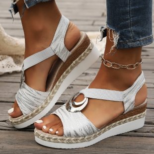 Ashford | Elina Women’s Wedge Sandals – Slingback Strap – Jute Sole – Open Toe - Ashford London Clothing