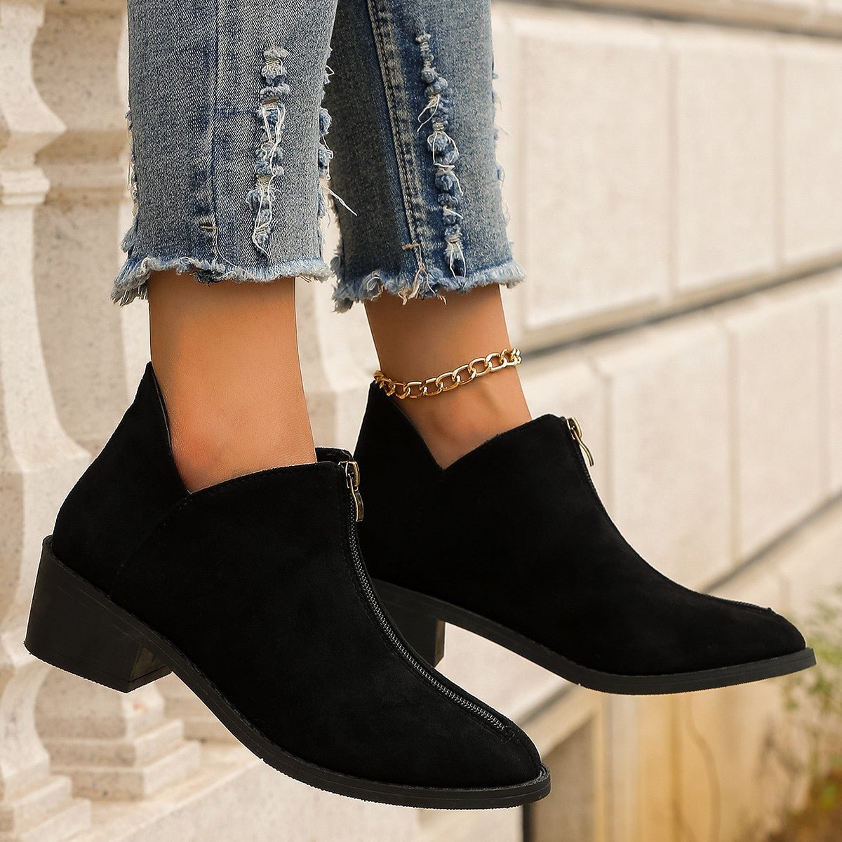 Ashford | Elira – Women’s Suede Ankle Boots with Pointed Toe, Block Heel & Zip - Ashford London Clothing