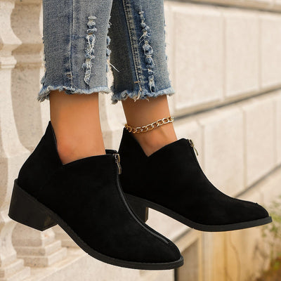 Ashford | Elira – Women’s Suede Ankle Boots with Pointed Toe, Block Heel & Zip - Ashford London Clothing