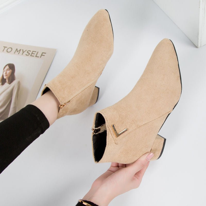 Ashford | Elise – Women’s Sleek Leather Ankle Boots with Pointed Toe & Block Heel - Ashford London Clothing