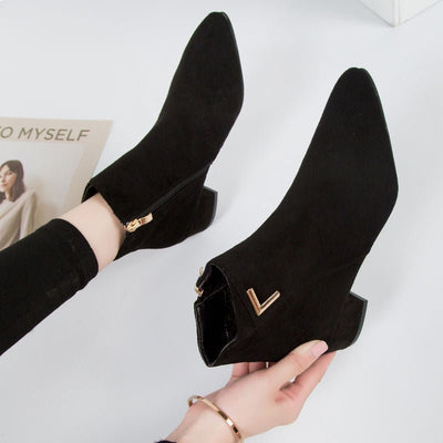 Ashford | Elise – Women’s Sleek Leather Ankle Boots with Pointed Toe & Block Heel - Ashford London Clothing