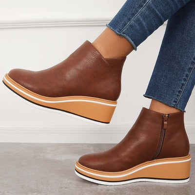 Ashford | Eliza – Women’s Ankle Boots with Zip & Platform – Synthetic Leather - Ashford London Clothing