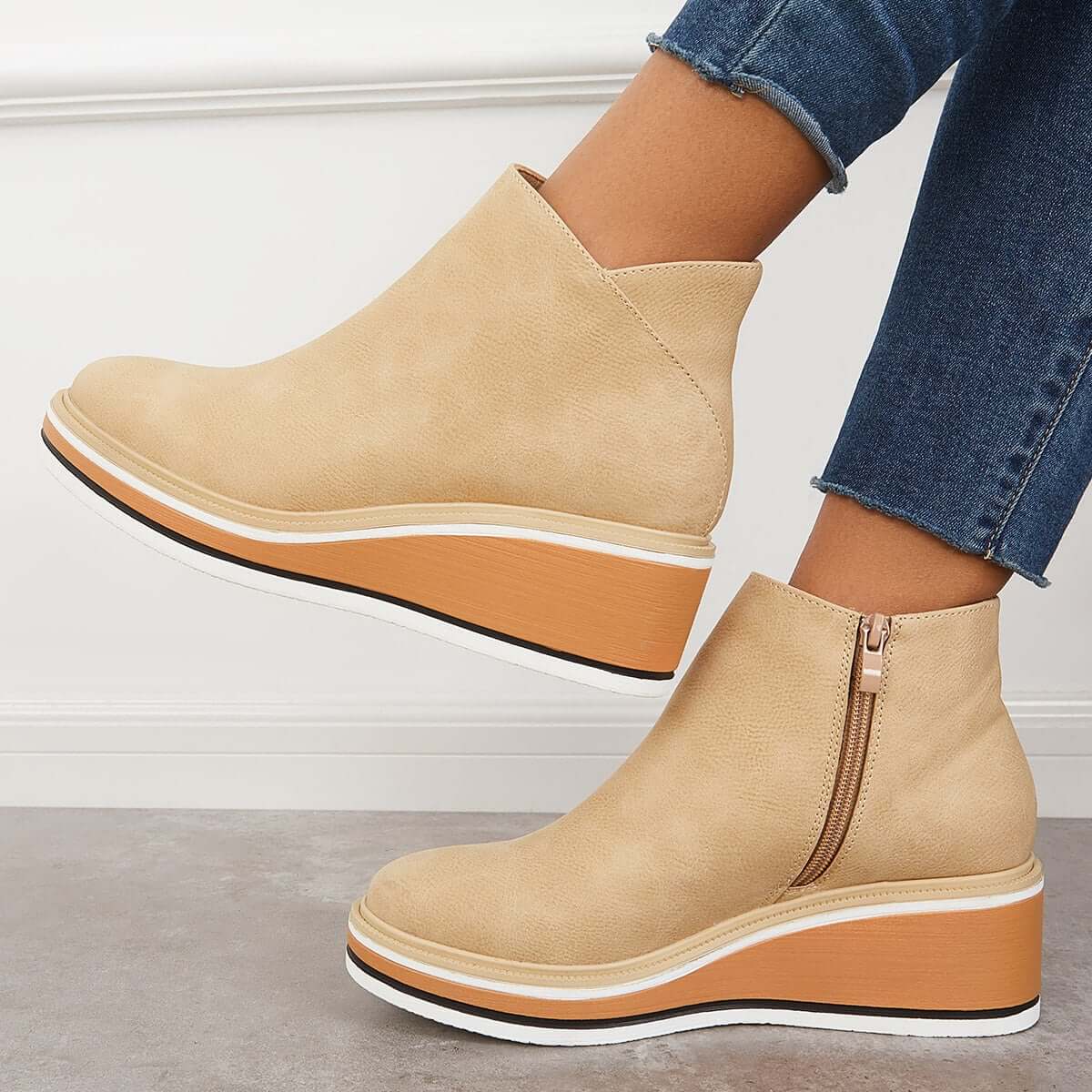 Ashford | Eliza – Women’s Ankle Boots with Zip & Platform – Synthetic Leather - Ashford London Clothing