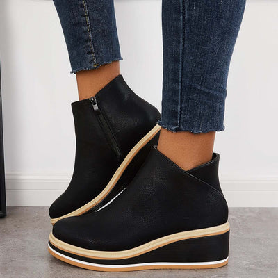 Ashford | Eliza – Women’s Ankle Boots with Zip & Platform – Synthetic Leather - Ashford London Clothing