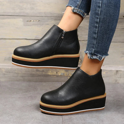 Ashford | Eliza – Women’s Ankle Boots with Zip & Platform – Synthetic Leather - Ashford London Clothing