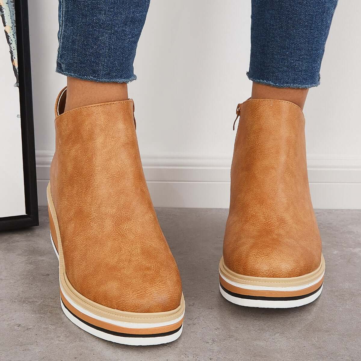 Ashford | Eliza – Women’s Ankle Boots with Zip & Platform – Synthetic Leather - Ashford London Clothing