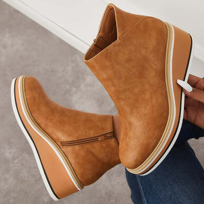 Ashford | Eliza – Women’s Ankle Boots with Zip & Platform – Synthetic Leather - Ashford London Clothing