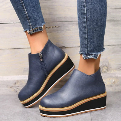 Ashford | Eliza – Women’s Ankle Boots with Zip & Platform – Synthetic Leather - Ashford London Clothing