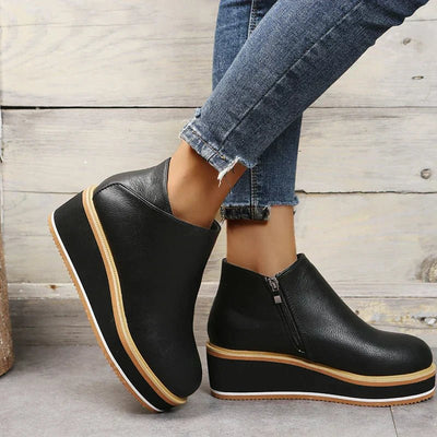 Ashford | Eliza – Women’s Ankle Boots with Zip & Platform – Synthetic Leather - Ashford London Clothing