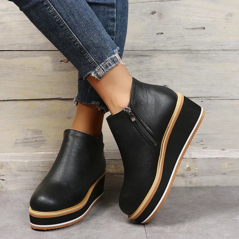 Ashford | Eliza – Women’s Ankle Boots with Zip & Platform – Synthetic Leather - Ashford London Clothing
