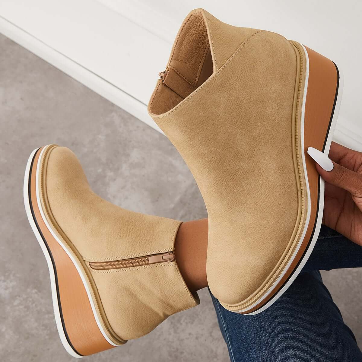 Ashford | Eliza – Women’s Ankle Boots with Zip & Platform – Synthetic Leather - Ashford London Clothing