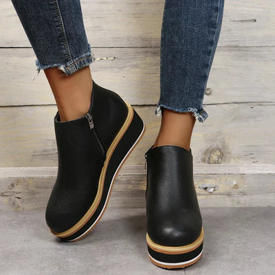 Ashford | Eliza – Women’s Ankle Boots with Zip & Platform – Synthetic Leather - Ashford London Clothing